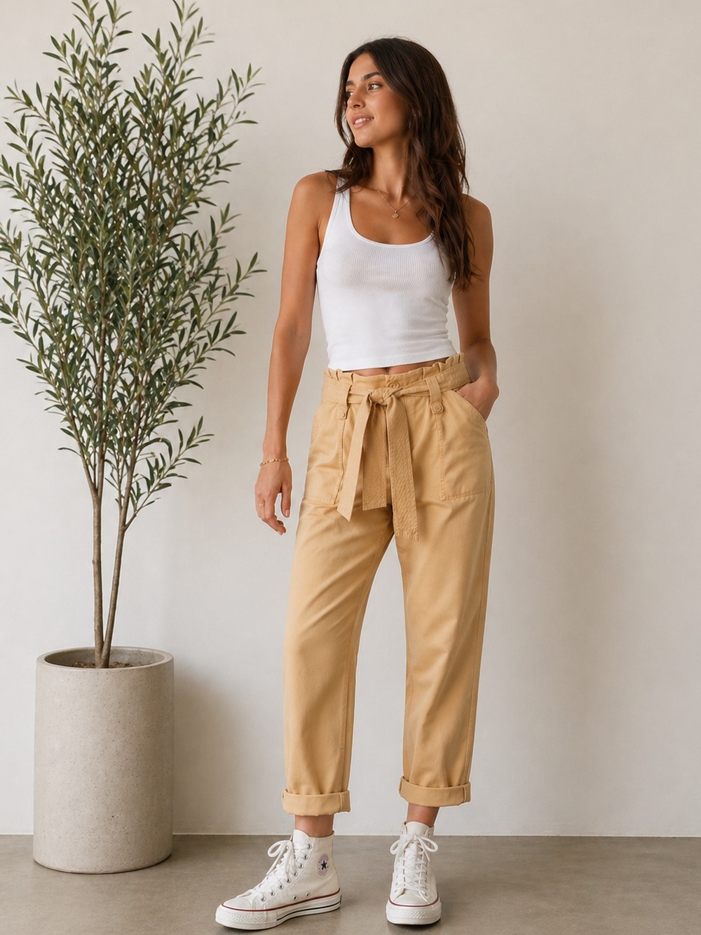 Topshop • Rory Paperbag Waist Utility Trousers
